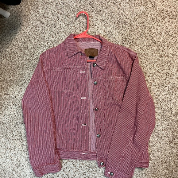 Ralph Lauren jean red button up long vest/ jacket. Size L - Picture 1 of 3
